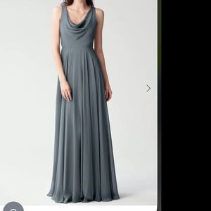 Jenny Yoo liana cowl neck Dress in Denmark blue